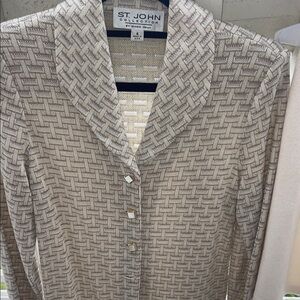 St. John by Marie Gray Collection Taupe Geometric Blazer and Skirt, Size 4